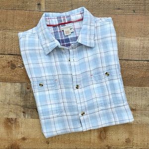 CARBON 2 COBALT Blue & White Plaid Short Sleeve